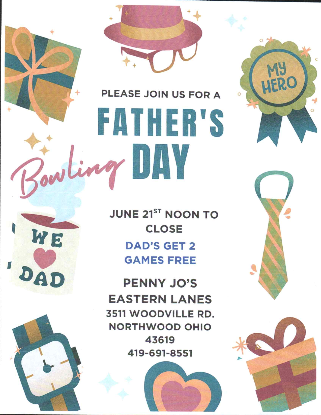 Father's Day Bowling at Penny Jo's Eastern Lanes