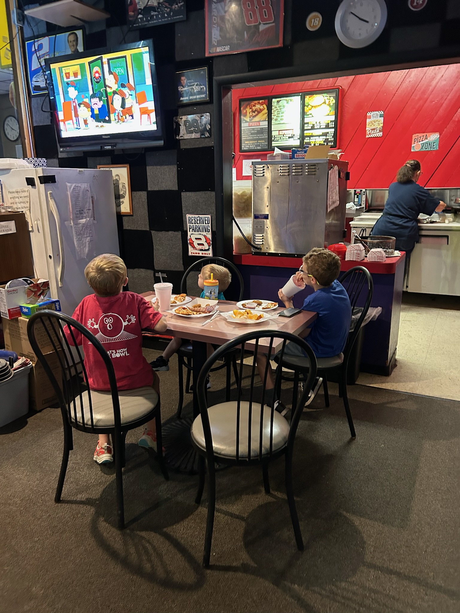 Kids enjoying food in the dining area