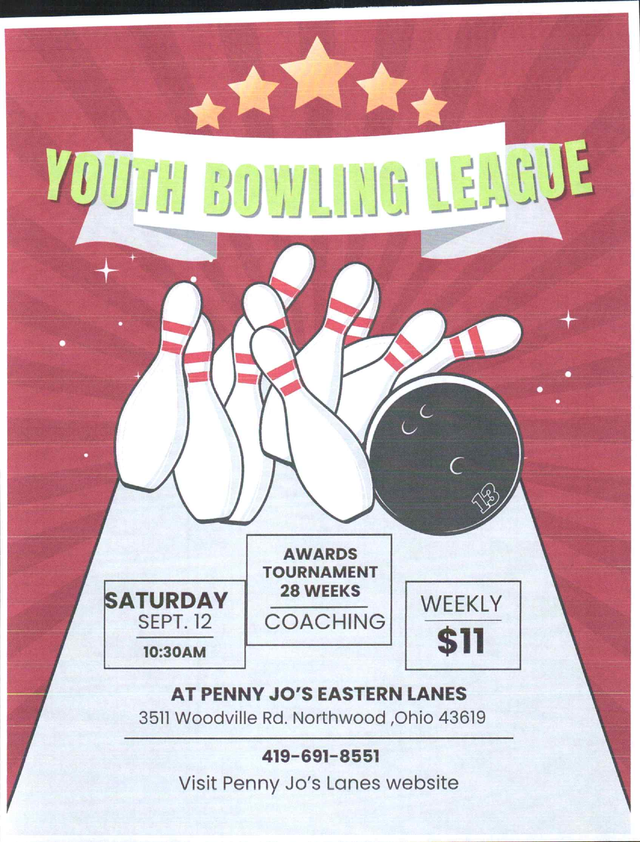 Youth Bowling League at Penny Jo's Eastern Lanes